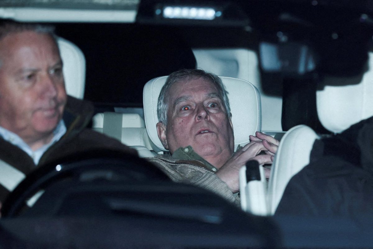 Andrew Mountbatten Windsor, younger brother of Britain’s King Charles, formerly known as Prince Andrew, leaves Aylsham Police Station on a vehicle, on the day he was arrested on suspicion of misconduct in public office, after the U.S. Justice Department released more records tied to the late financier and convicted sex offender Jeffrey Epstein, in Aylsham, Britain, February 19, 2026. REUTERS/Phil Noble